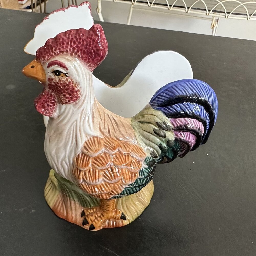 VINTAGE ROOSTER CHICKEN NAPKIN HOLDER YOUNG'S INC. HEARTFELT KITCHEN CREATIONS
